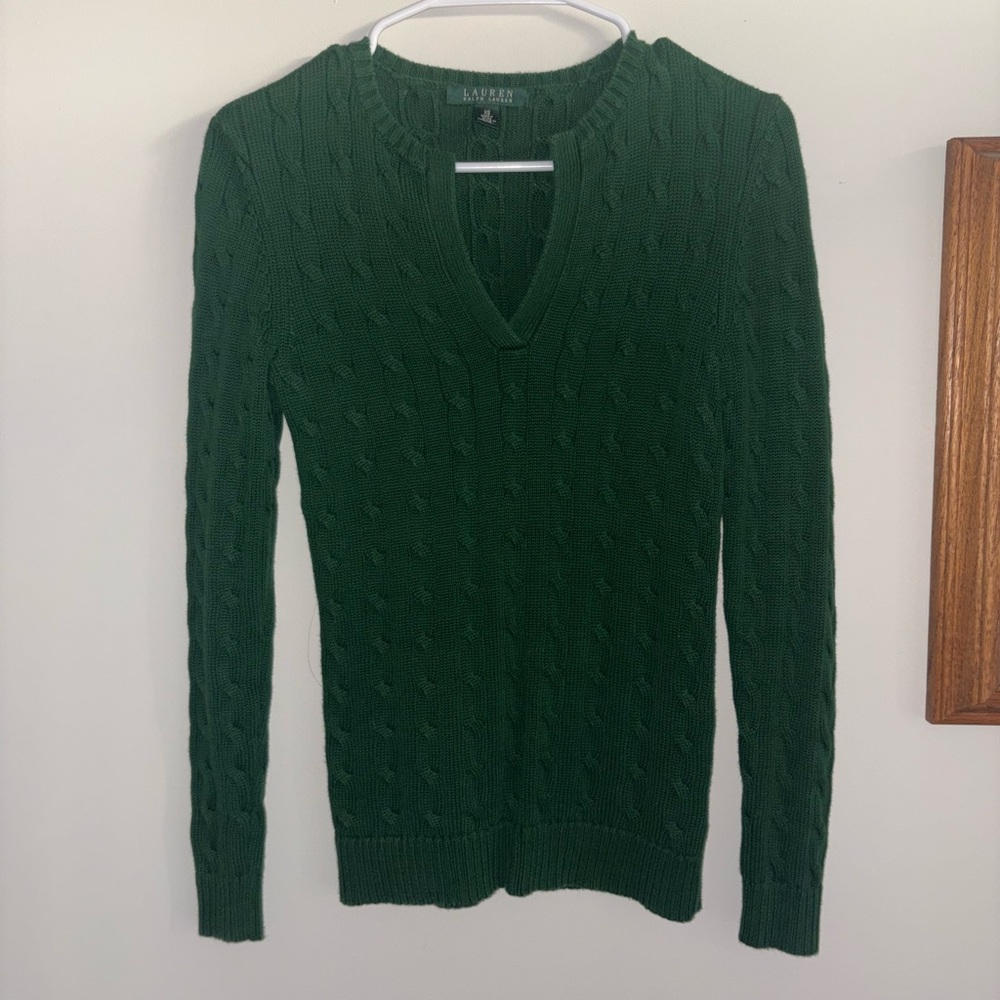 Ralph Lauren Women's Deep Green V-Neck Sweater